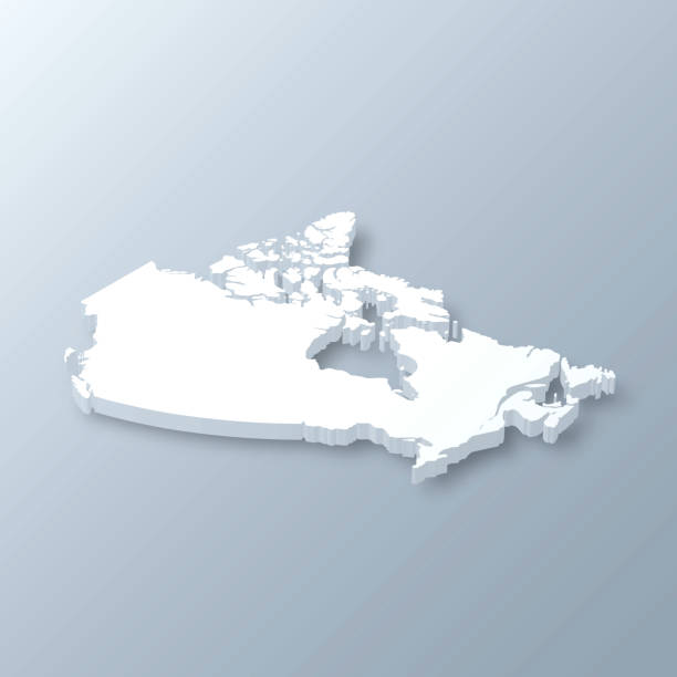 灰色背景上的加拿大 3d 地圖 - 加拿大 幅插畫檔、美工圖案、卡通及圖標