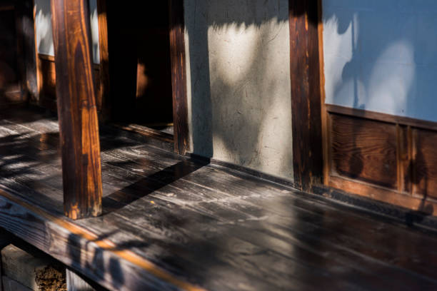 The rim with sunlight A corridor called Japanese side in the neighborhood is an open corridor which is made in an old Japanese private house on the outside of the room. setagaya ward stock pictures, royalty-free photos & images