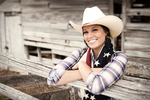 A beautiful western girl showing her colors. God Bless America.
