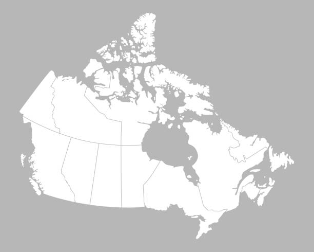 ilustraciones, imágenes clip art, dibujos animados e iconos de stock de mapa de canadá aislado sobre fondo blanco. antecedentes canadienses. plantilla vectorial. - cartography canada white map