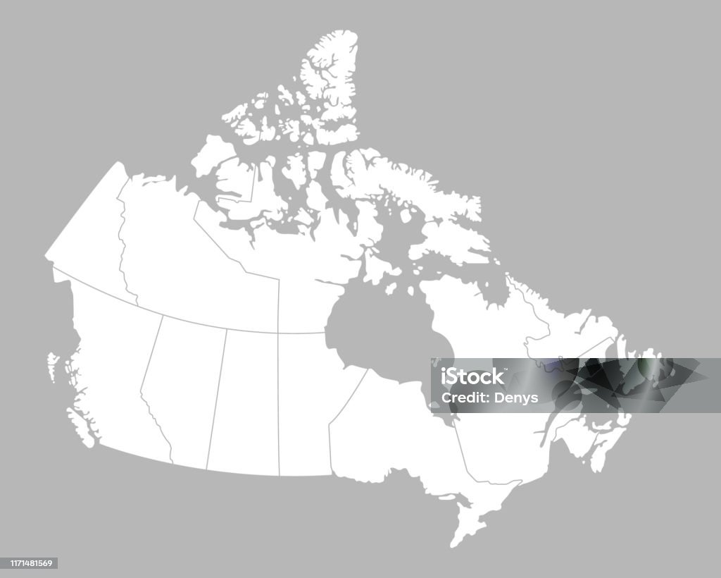 Canada Map Isolated On White Background Canadian Background Vector