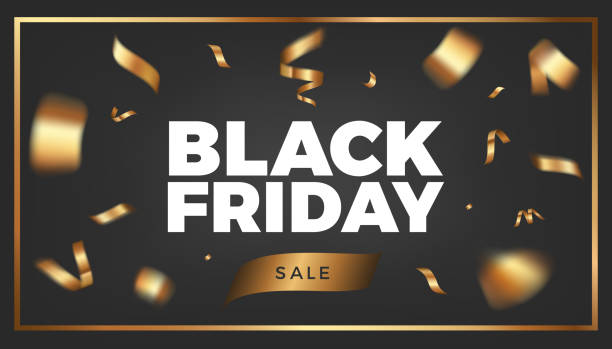 istock Black Friday background design with golden ribbon decoration 1171482673