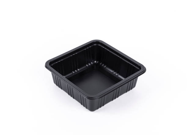 istock Black Plastic food box package isolated on white background. 1171482823
