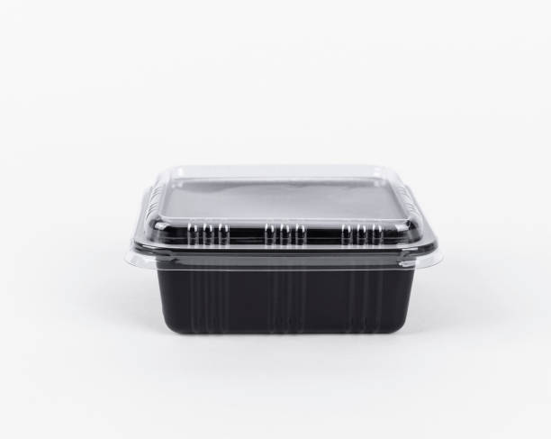 istock Black Plastic food box package isolated on white background. 1171482837