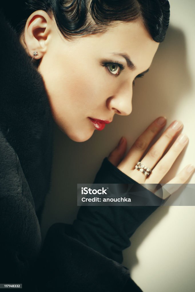 Retro Styled Woman Portrait 20th Century Stock Photo