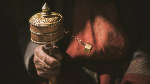 Spinning Brass prayer wheel i stock photo