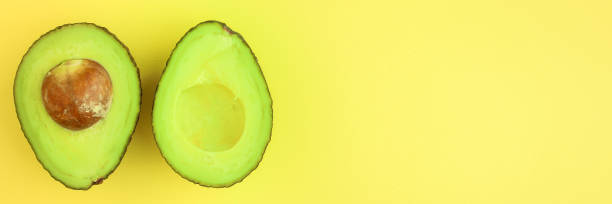 istock avocado (green and ripe fruit, vitamins) top menu concept. food background. copy space 1171488185