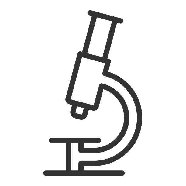 ilustrações de stock, clip art, desenhos animados e ícones de microscope outline vector icon isolated on white background - microscop