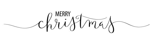 MERRY CHRISTMAS vector brush calligraphy banner card MERRY CHRISTMAS black vector brush calligraphy banner card Text stock illustrations