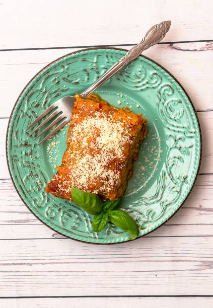 Eggplant with parmesan in a plate traditional Italian recipe