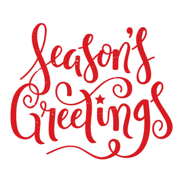 SEASON'S GREETINGS brush calligraphy banner SEASON'S GREETINGS red vector brush calligraphy banner december calligraphy stock illustrations