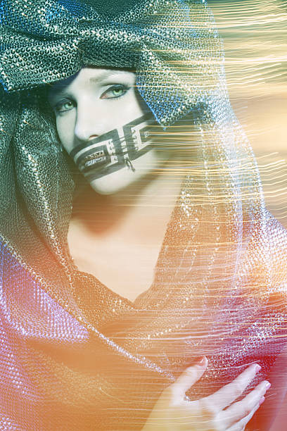 istock Fashion woman with a pattern on the face 117148982