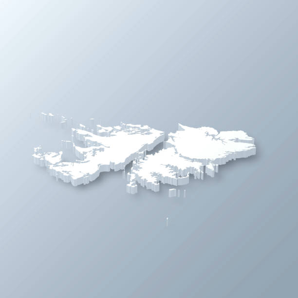 falklandinseln 3d karte auf grauem hintergrund - falkland islands stock-grafiken, -clipart, -cartoons und -symbole