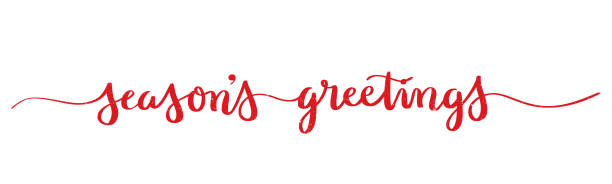SEASON'S GREETINGS brush calligraphy banner SEASON'S GREETINGS red vector brush calligraphy banner december calligraphy stock illustrations