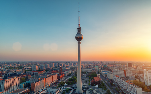 panoramic view of Berlin during sunset