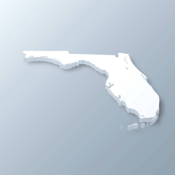 Florida 3D Map on gray background 3D map of Florida isolated on a blank and gray background, with a dropshadow. Vector Illustration (EPS10, well layered and grouped). Easy to edit, manipulate, resize or colorize. florida us state stock illustrations