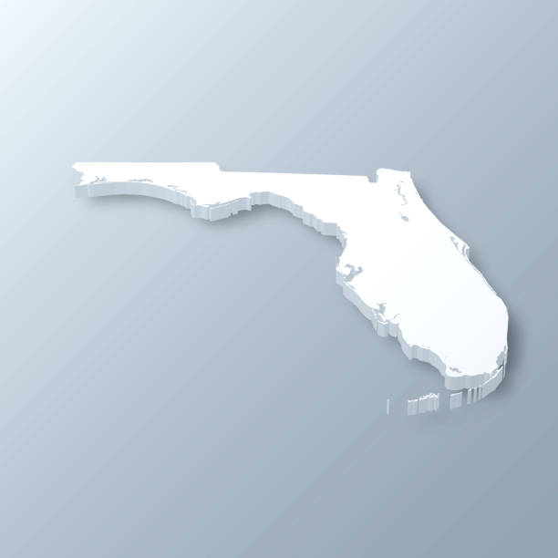 Florida 3D Map on gray background 3D map of Florida isolated on a blank and gray background, with a dropshadow. Vector Illustration (EPS10, well layered and grouped). Easy to edit, manipulate, resize or colorize. jacksonville symbol stock illustrations