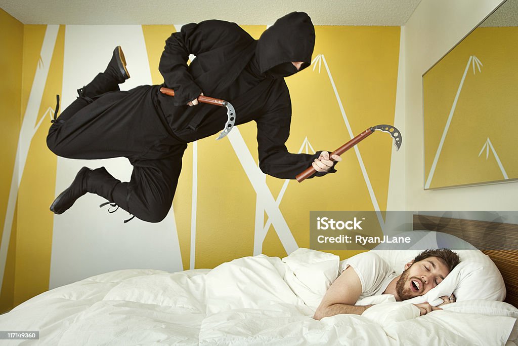 Quarto Ninja ataque - Foto de stock de Humor royalty-free