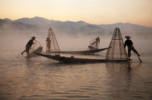 fishermen on Inle lake, Myanmar.