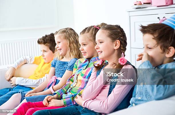 Children Watching Tv Stock Photo - Download Image Now - Children Only, Sofa, Television Set
