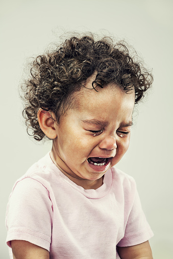 studio shots of baby crying