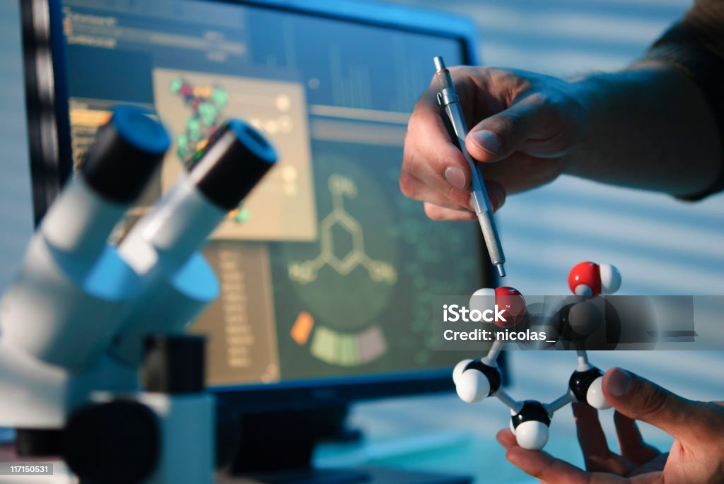 Molecular Structure  Computer Monitor Stock Photo