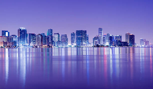 istock Landscape view of A Miami skyline at night 117150567