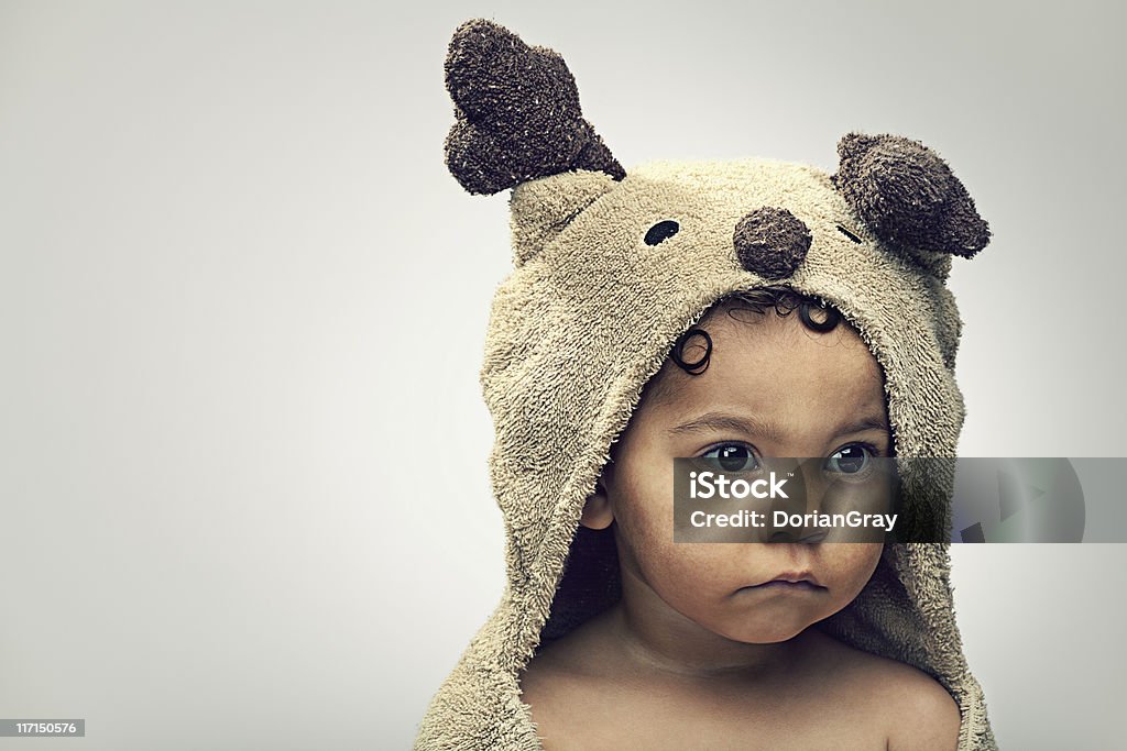baby bear african american toddler with bear towel on. African Ethnicity Stock Photo