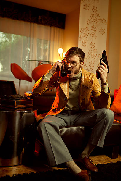 istock Retro Secret Agent Man on Telephone 117150827