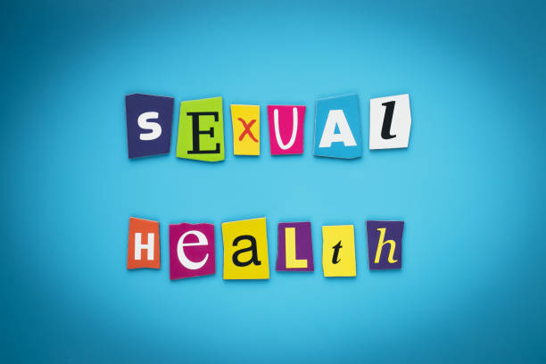 Writing text - sexual health. Colorful letters on a blue background. Heading, message, poster. Self-care concept. Multicolored inscription on banner. Multicolored title. Writing text - sexual health. Colorful letters on a blue background. Heading, message, poster. Self-care concept. Multicolored inscription on banner. Multicolored title newspaper titles stock pictures, royalty-free photos & images