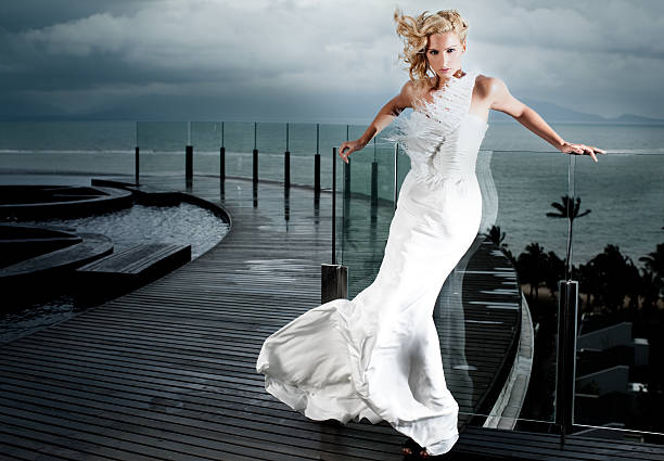 Bride In The Storm stock photo