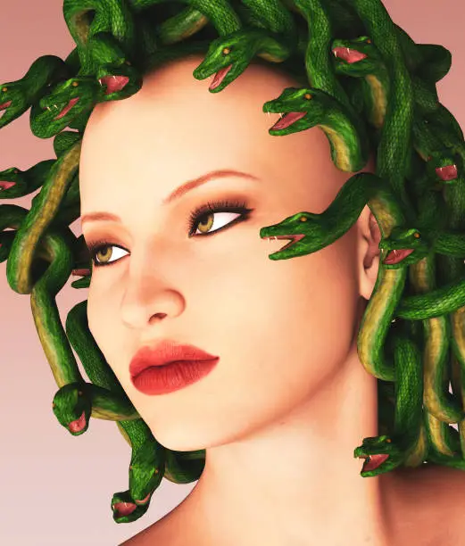 Portrait of  Medusa,3d illustration for book cover