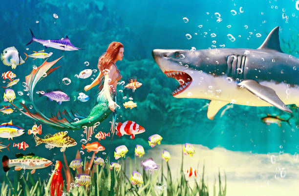 istock 3d Fantasy mermaid in mythical sea 1171512997
