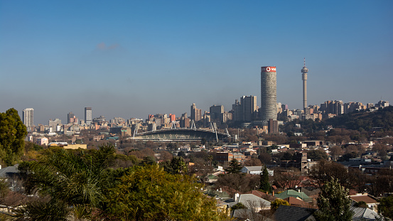 Johannesburg, South Africa - July 21, 2019: Johannesburg city skyline as seen from the suburb of Kensington