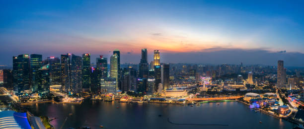 Singapore skyline at dusk stock photo