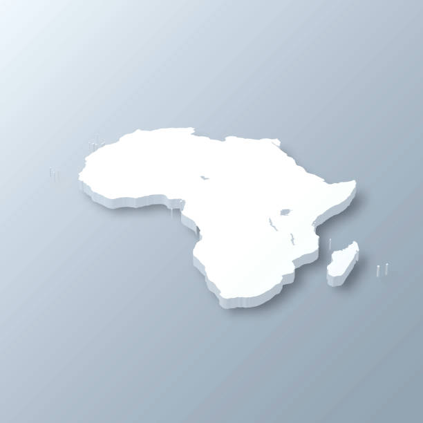 ilustraciones, imágenes clip art, dibujos animados e iconos de stock de mapa 3d de africa sobre fondo gris - objects with clipping paths continent 3d render map