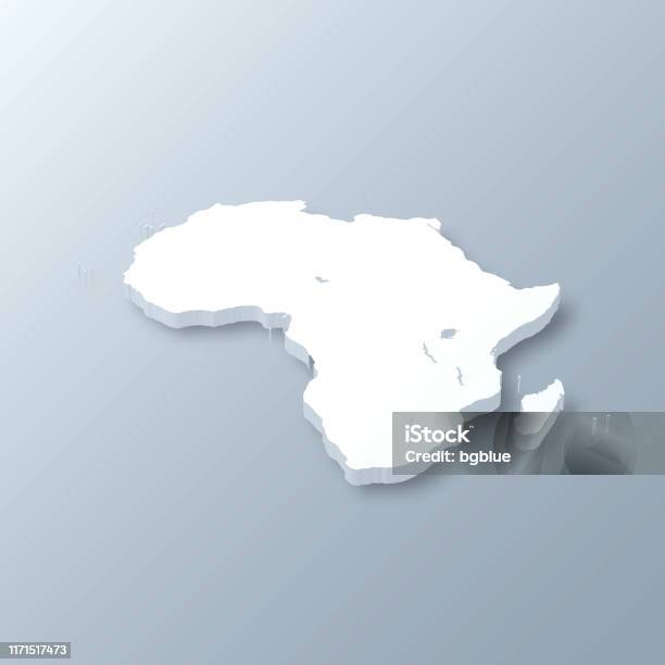 회색 배경에 아프리카 3d지도 아프리카에 대한 스톡 벡터 아트 및 기타 이미지 - 아프리카, 지도, 3차원 형태