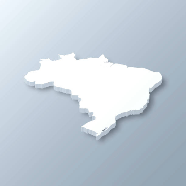 ilustrações, clipart, desenhos animados e ícones de mapa de brasil 3d no fundo cinzento - mapa brazil 3d