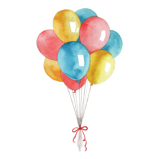 Watercolor Balloons Vector illustration of balloons. balloon drawings stock illustrations