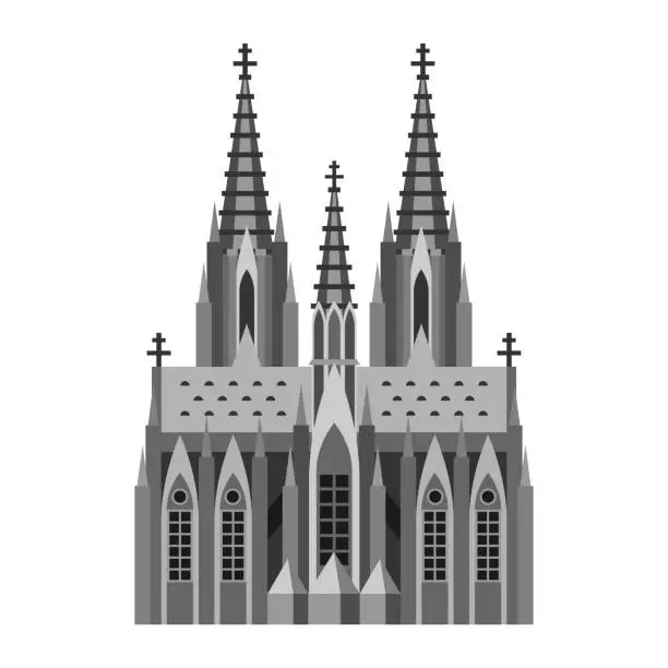 Vector illustration of Roman Catholic cathedral in Cologne.