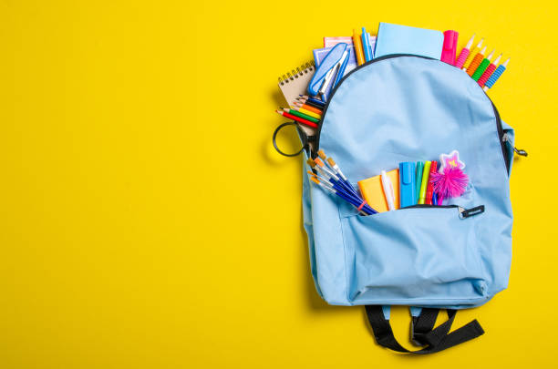 istock Back to school concept. Blue backpack with school supplies 1171519073