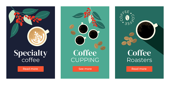 Set of banners with coffee