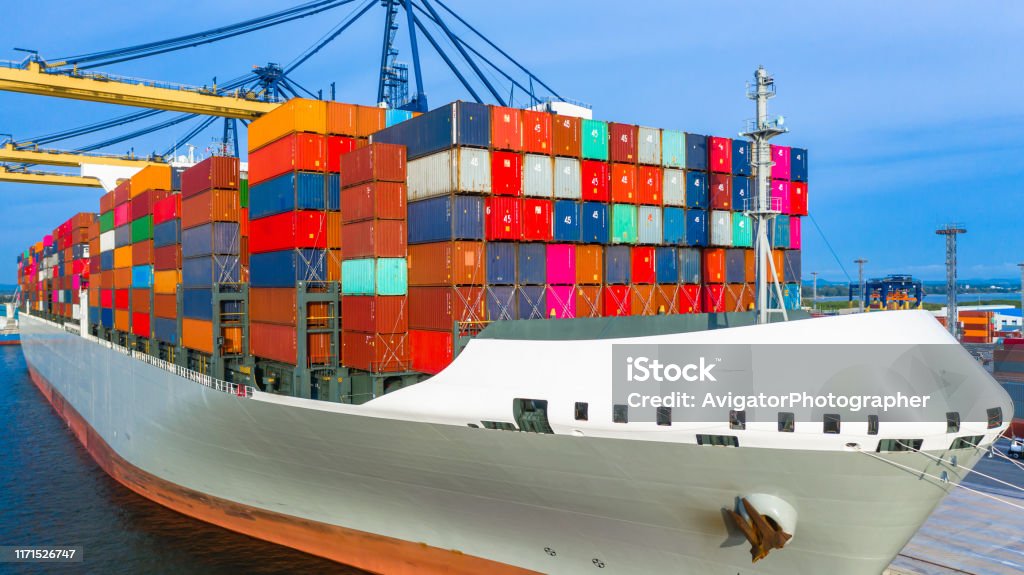 Deep Sea Container Handler Container Ship Loading And Unloading In Deep Sea Port Business Logistic ...