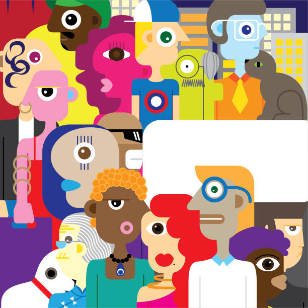 Faces Around Us Its a Multiracial Society community outreach illustrations stock illustrations