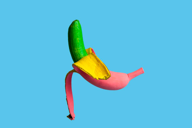 istock Decorated banana on a blue background 1171535567