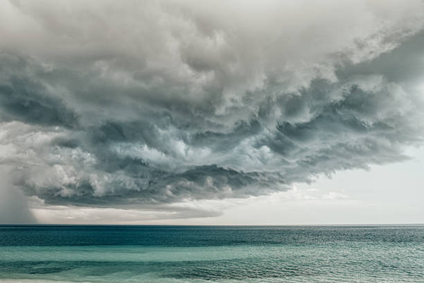 Summer Storm on Torre Lapillo Beach during Summer. Torre Lapillo, Lecce Province, Salento, South Italy