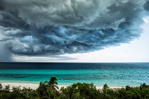 Ominous Looking Clouds Over Tropical Beach