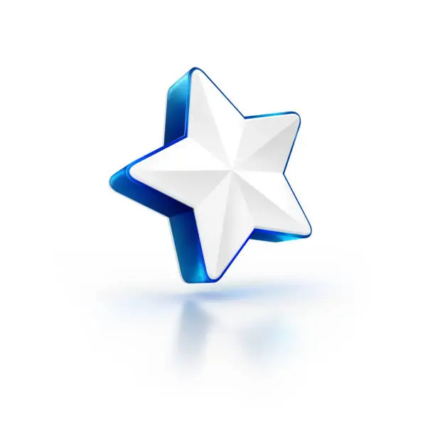 Photo of star 3D rendered illustration icon on white isolated background