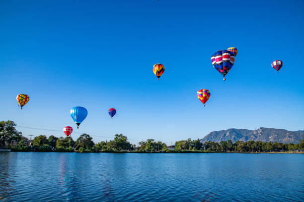 Balloons over Colorado Balloons over Colorado colorado springs stock pictures, royalty-free photos & images