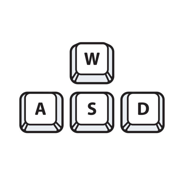 WASD keys illustration WASD keys, game control keyboard buttons. Gaming and cybersport symbol. Vector illustration. computer keyboard keys stock illustrations